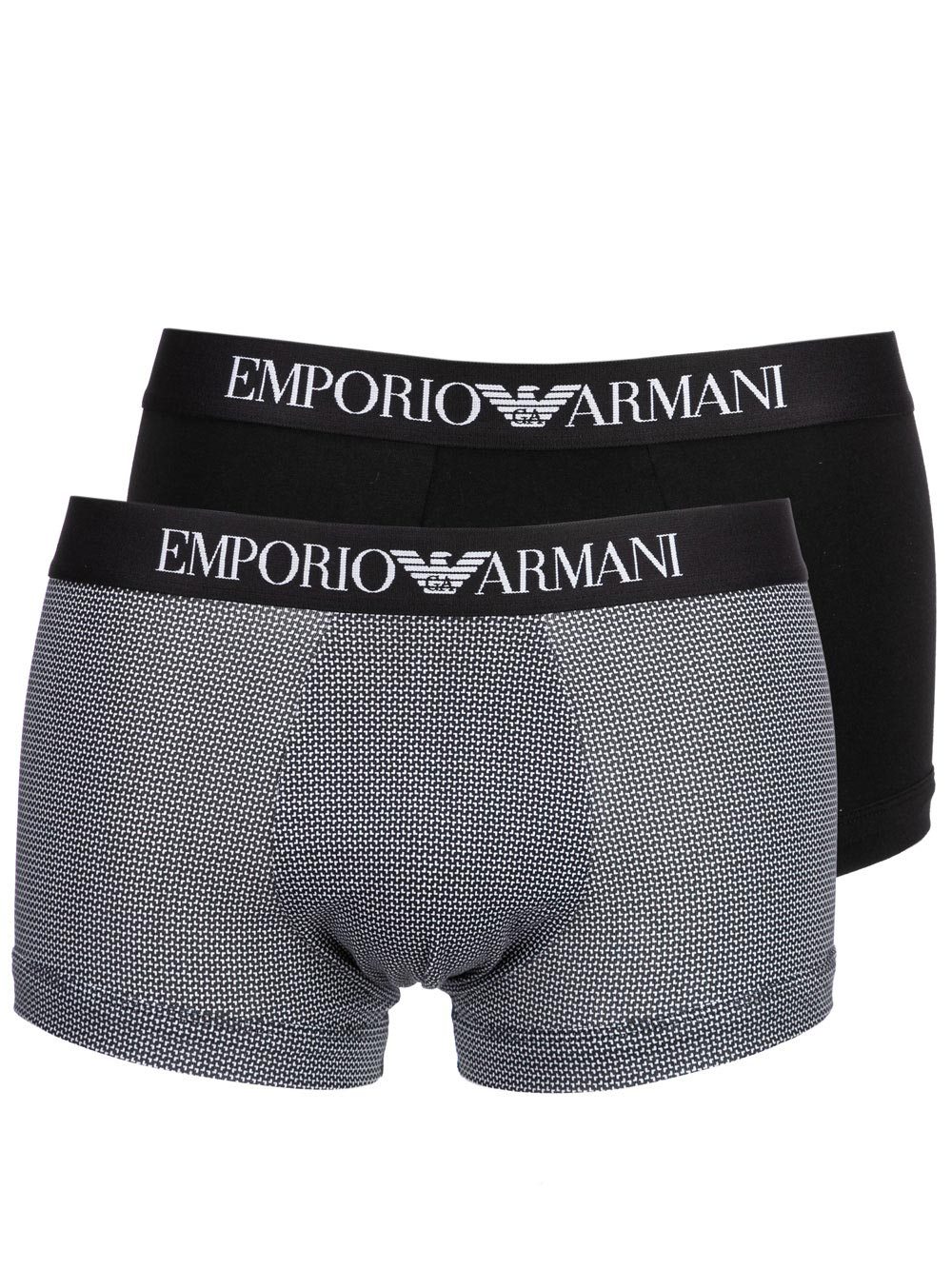 Boxer Bipack Uomo Emporio Armani in Cotone Nero e Microfantasia - 1112109P50464320 Boxer Bipack Uomo Emporio Armani in Cotone Nero e Microfantasia - 1112109P50464320