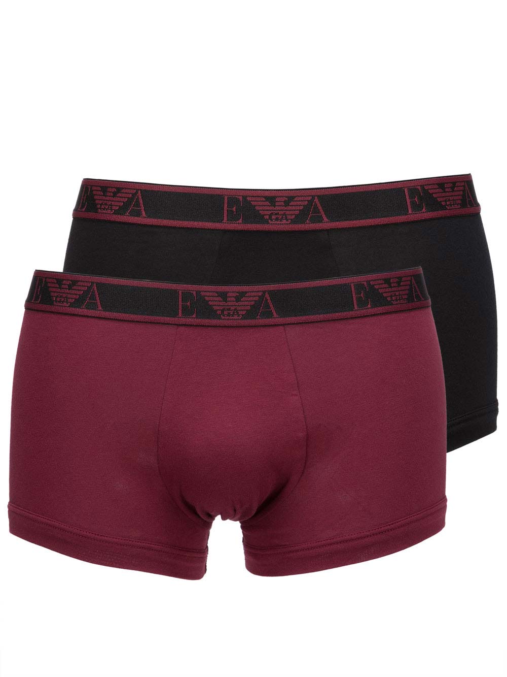 Boxer Uomo Bipack Emporio Armani in Cotone Nero e Bordeaux - 1112109A71569520 Boxer Uomo Bipack Emporio Armani in Cotone Nero e Bordeaux - 1112109A71569520
