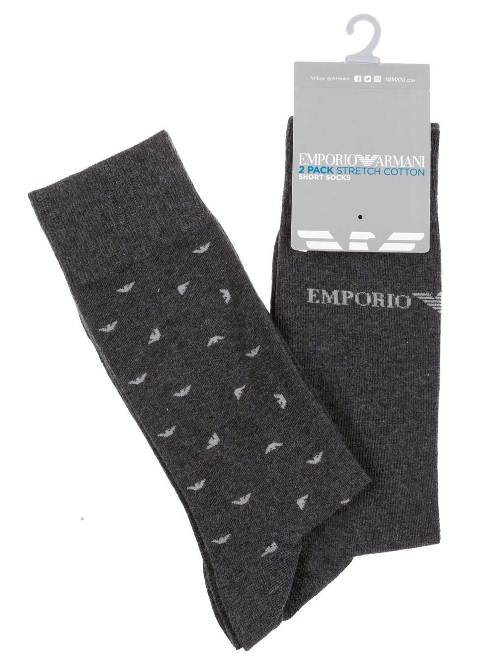 Calzino Corto Uomo Bipack Emporio Armani Antracite e Grigio - 302302 Calzino Corto Uomo Bipack Emporio Armani Antracite e Grigio - 302302