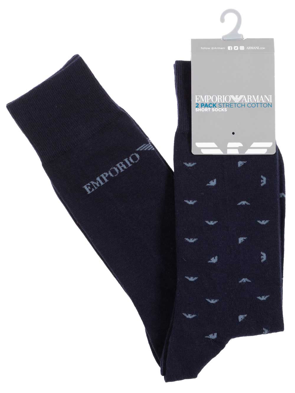 Calzino Corto Uomo Bipack Emporio Armani Blu - 3023029A292134 Calzino Corto Uomo Bipack Emporio Armani Blu - 3023029A292134