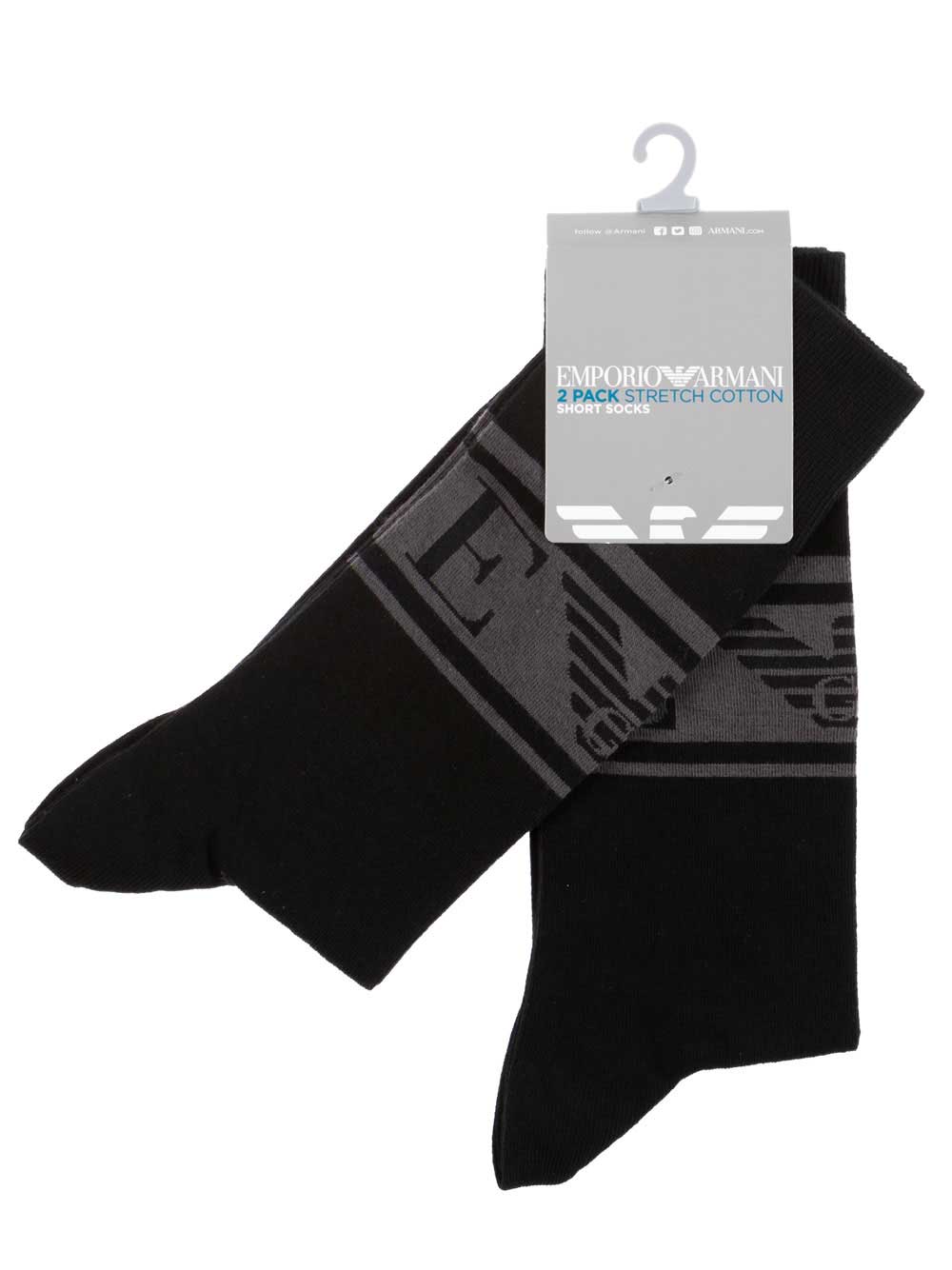 Calzino Corto Uomo Bipack Emporio Armani Nero - 3023029A24020 Calzino Corto Uomo Bipack Emporio Armani Nero - 3023029A24020