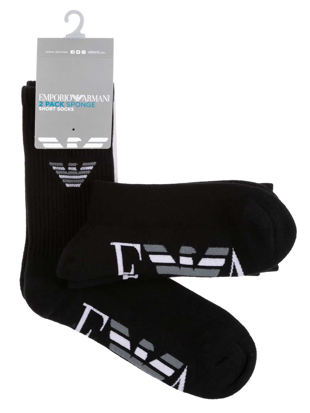 Calzino Corto Uomo Bipack Emporio Armani Nero - 3031229A30020 Calzino Corto Uomo Bipack Emporio Armani Nero - 3031229A30020