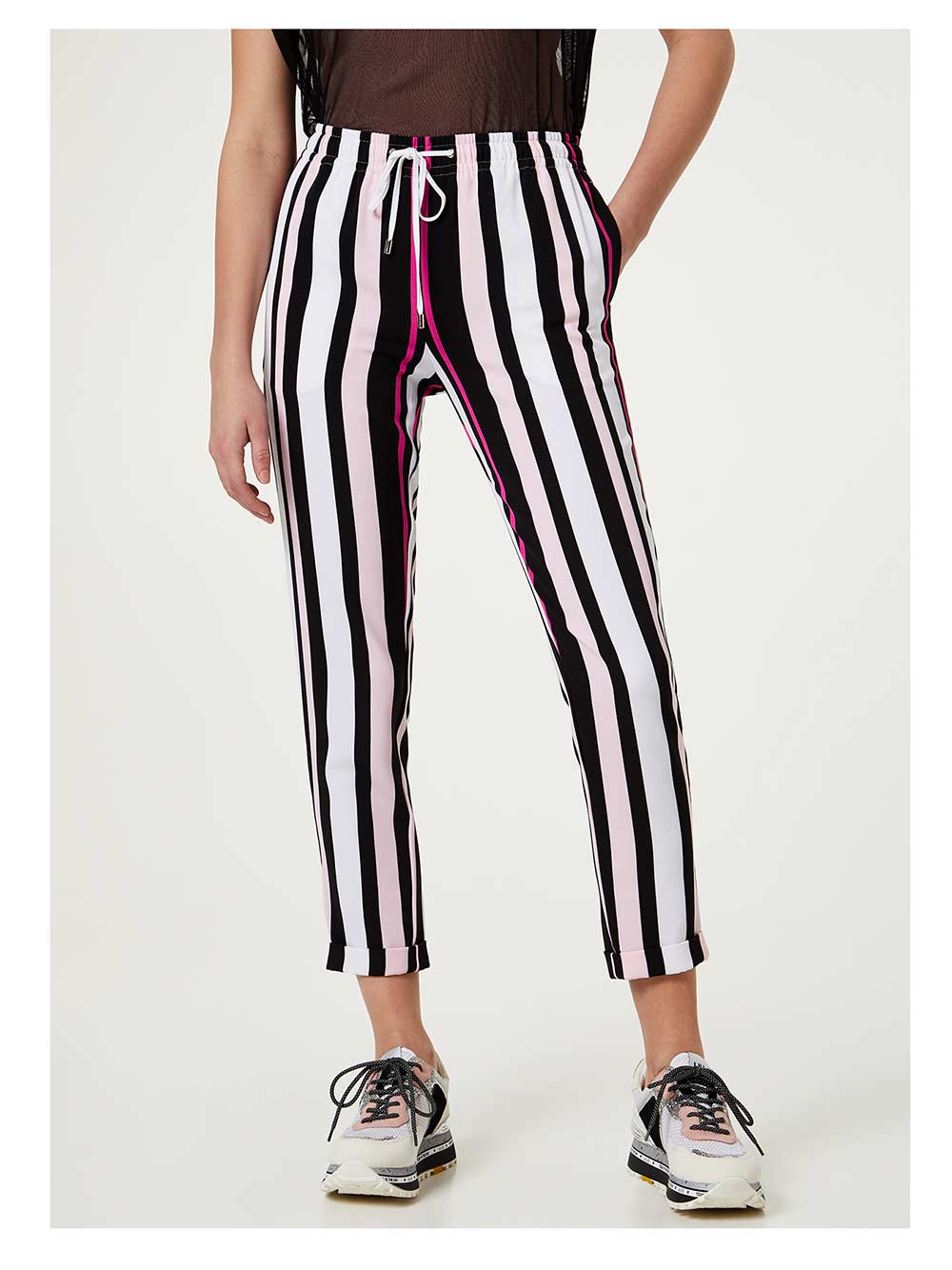 Pantalone Donna Liu Jo Sport Elegante Fantasia Righe Pink - TA0189T4012B3678