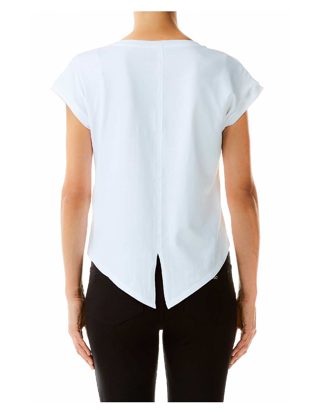 T-Shirt Donna Liu Jo Sport in Cotone Bianca Stampa Codice a Barre - TA0115J500311111