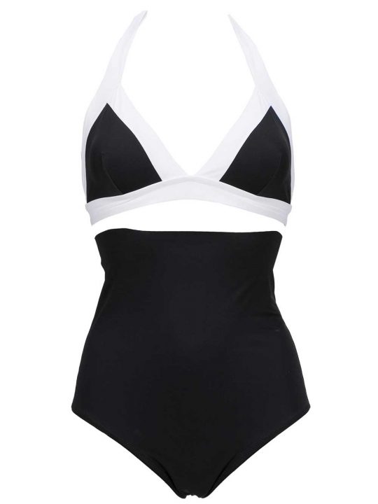 Bikini Donna Pierre Mantoux in Lycra Bicolore Bianco e Nero - 42009006