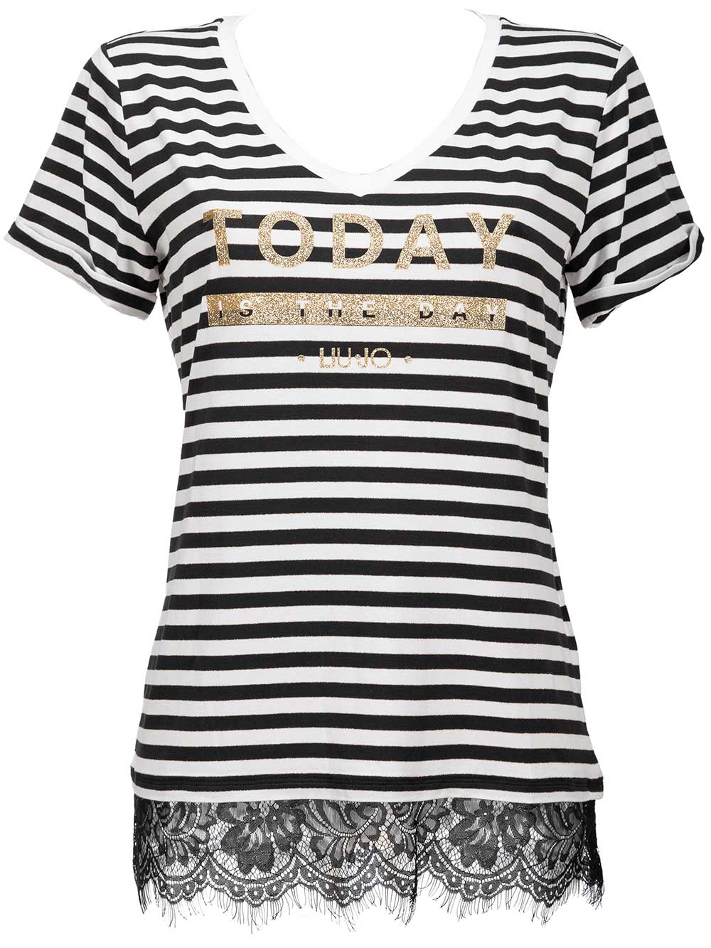 T-Shirt Donna Liu Jo Sport fantasia righe bicolor bianconere - TA0164J5952B3703 T-Shirt Donna Liu Jo Sport fantasia righe bicolor bianconere - TA0164J5952B3703