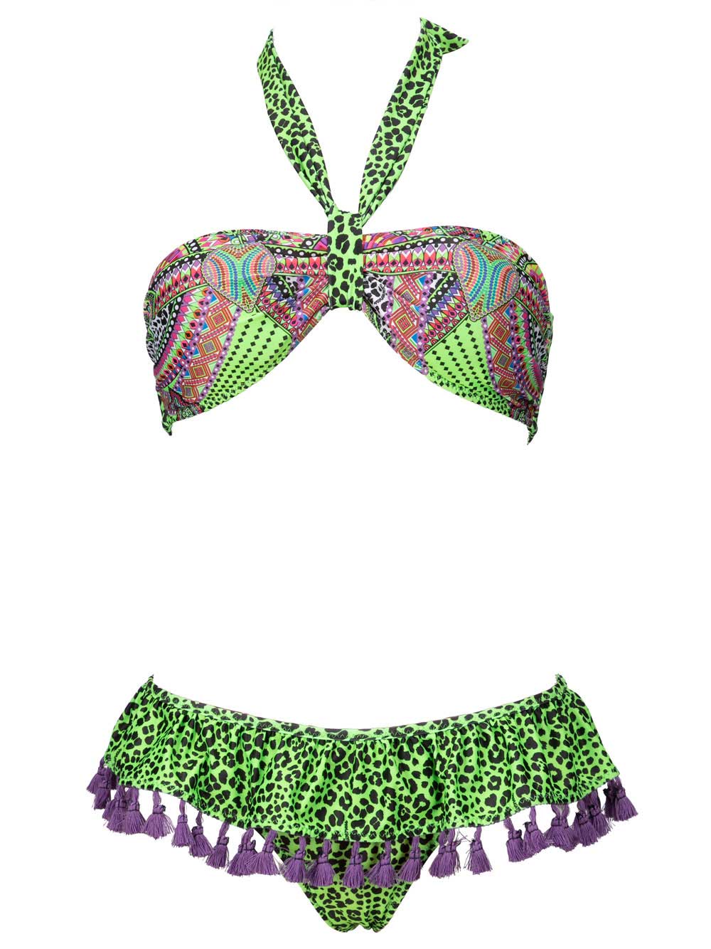 Bikini Donna 4Giveness verde microfantasia animalier nera - FGBW0006