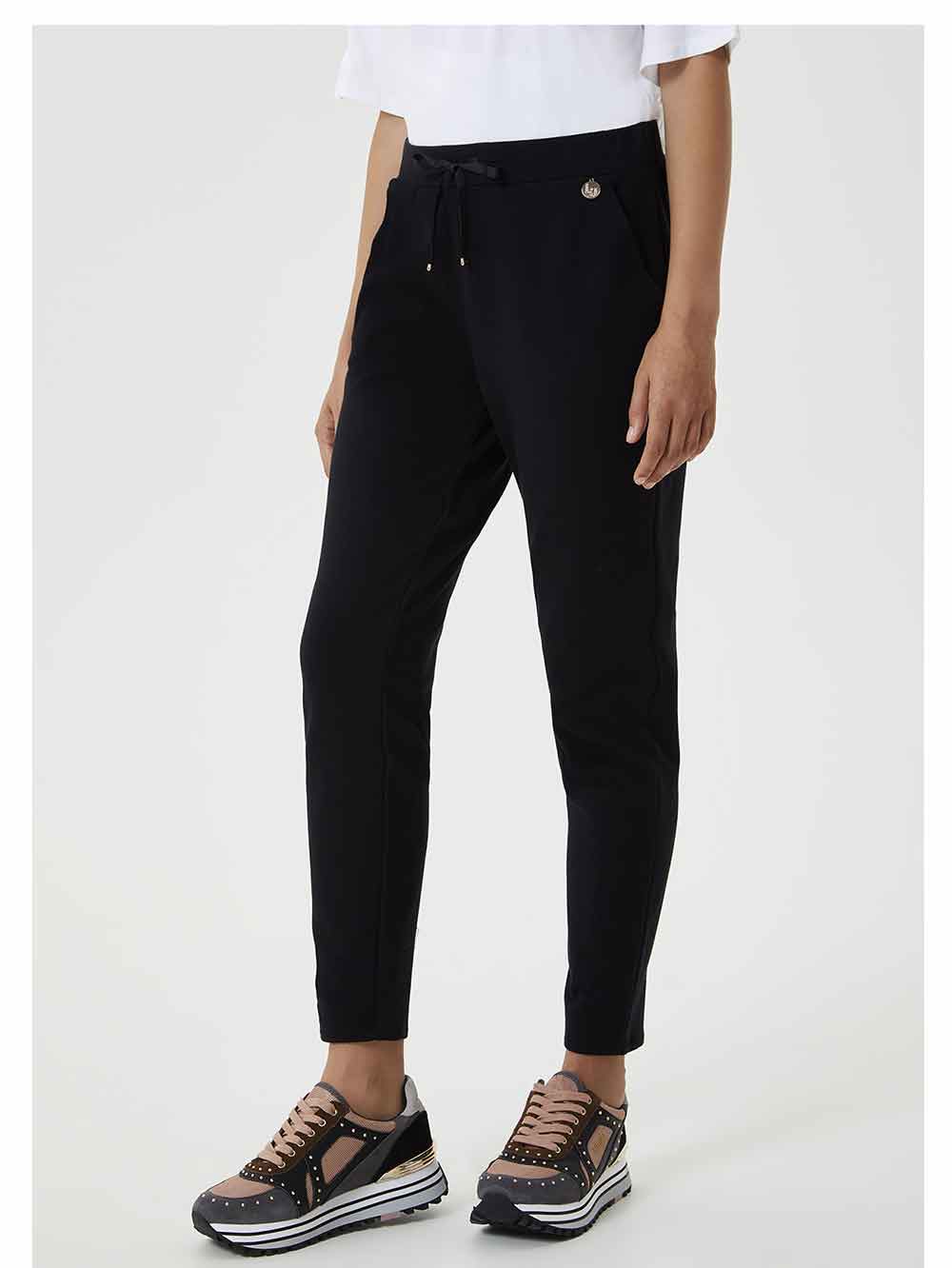 Pantalone Donna Liu Jo Sport nero in felpa di cotone garzata - TF0088F080222222 Pantalone Donna Liu Jo Sport nero in felpa di cotone garzata - TF0088F080222222
