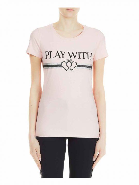 T-shirt Donna Liu Jo Sport rosa cipria in cotone elasticizzato - TF0219J5972T9470