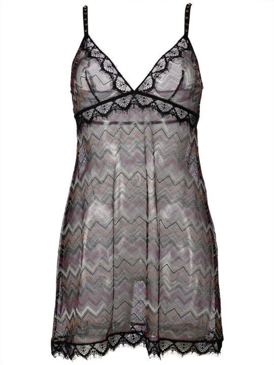 Babydoll Donna Valery in Pizzo e Toulle Nero - BB12LON