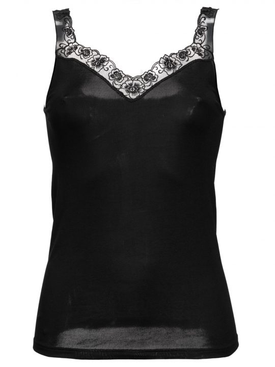 Canotta Top Donna Mey in Pizzo Nera - 55852192003
