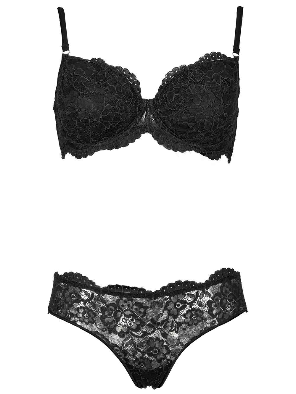 DKaren Set Intimo Donna In Pizzo - Reggiseno A Coppette E Boxer - Morbido E Comodo, Prodotto Europeo
