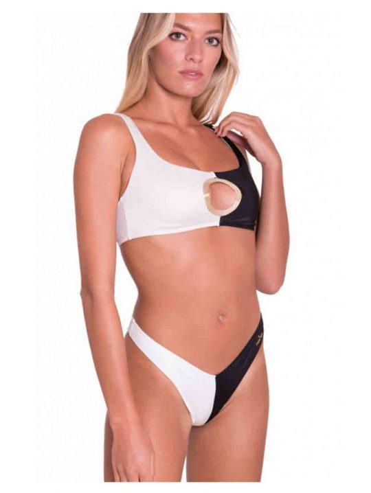 Bikini Donna Pin Up Stars bicolor bianco e nero in lycra elasticizzata - PA045SG34