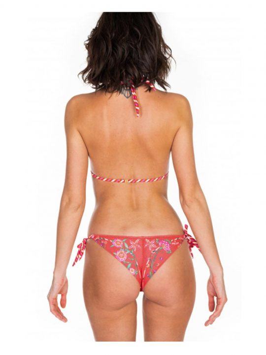 Bikini Donna Pin Up Stars fondo Rosso con stampa camaleonte floreale - 20P090CF10