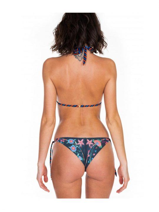 Bikini Donna Pin Up Stars fondo nero con stampa camaleonte floreale - 20P090CF34