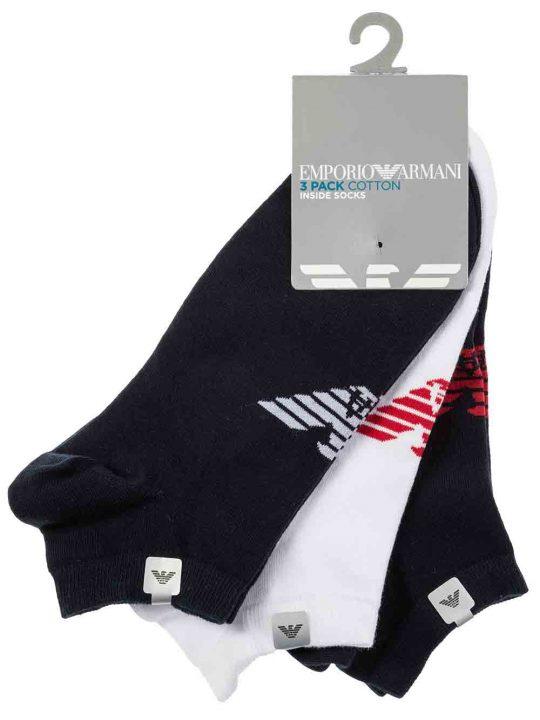 Calzino Basso Caviglia Tripack Uomo Emporio Armani Blu Bianco - 3000081P23423734