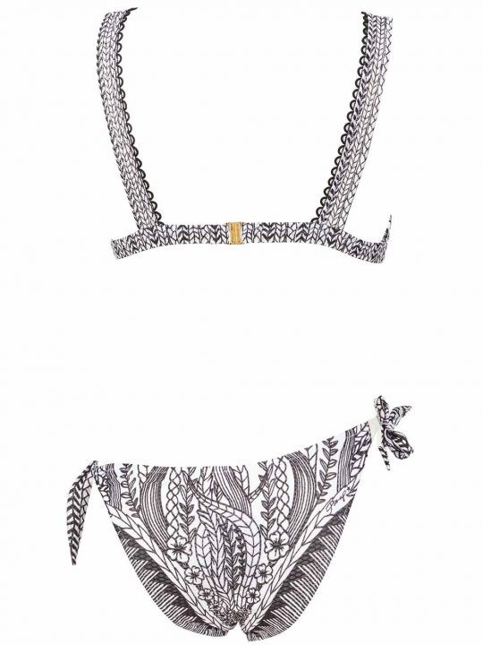 Bikini Donna Pin Up Stars bicolor fondo bianco lavorazione jaguard con stampa etnica floreale - PA061F34