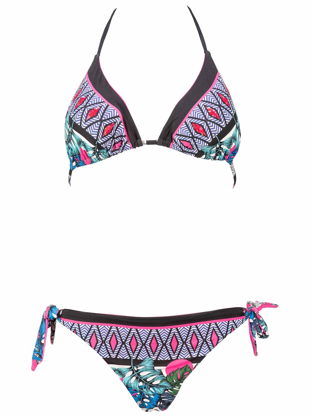 Bikini Donna Vacanze Italiane Fantasia tribale macrofoglie Rosa - VI21001 Bikini Donna Vacanze Italiane Fantasia tribale macrofoglie Rosa - VI21001