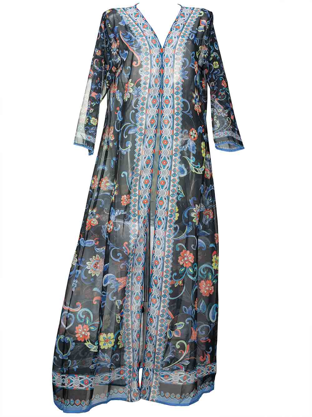 Kaftano Tunica Donna Vacanze Italiane Fantasia Floreale - VI21038BLK Kaftano Tunica Donna Vacanze Italiane Fantasia Floreale - VI21038BLK