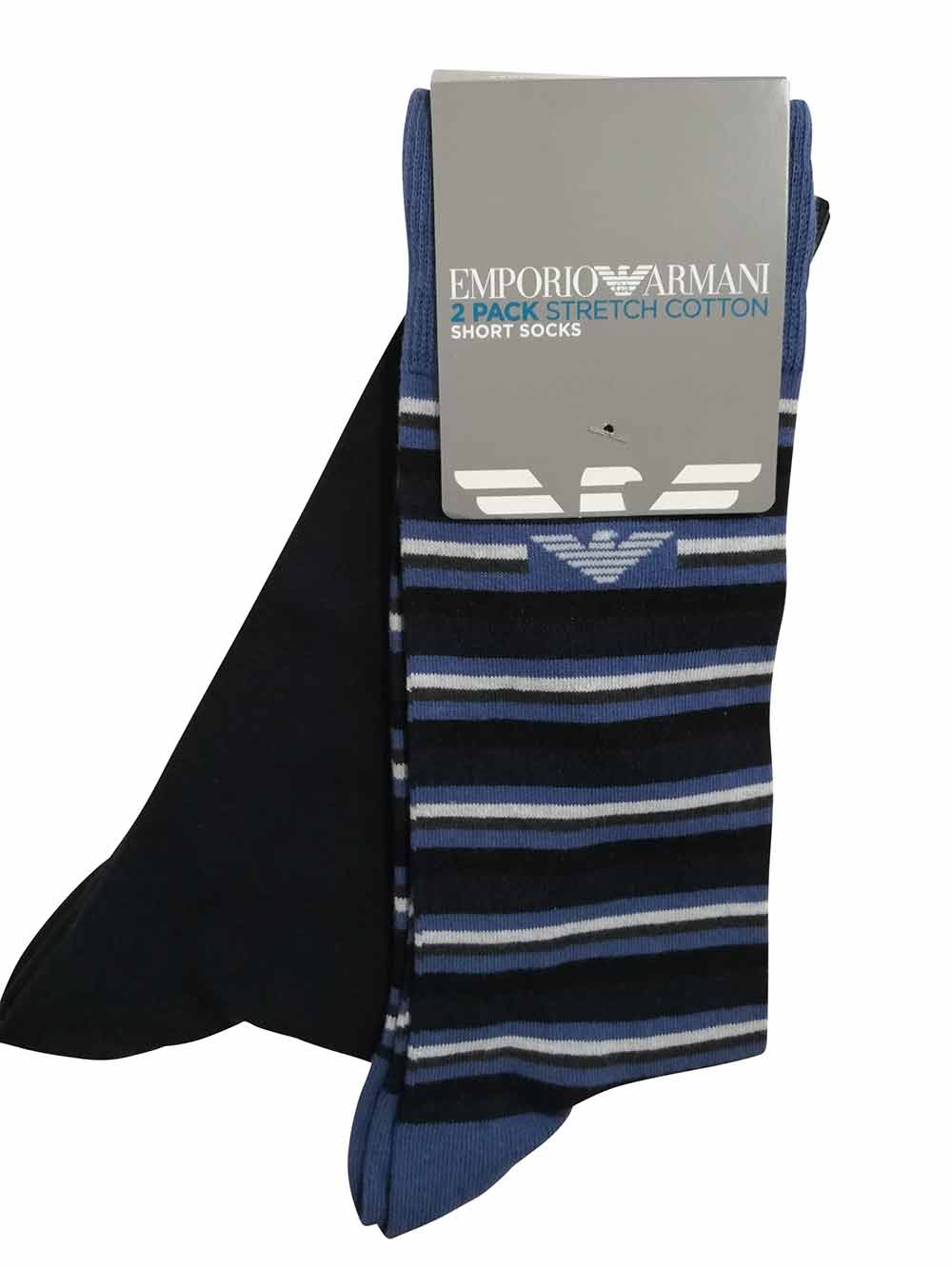 Calzino Corto Americano Uomo Bipack Emporio Armani Blu - 3023021A293634 Calzino Corto Americano Uomo Bipack Emporio Armani Blu - 3023021A293634