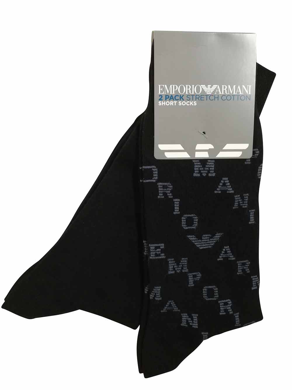 Calzino Corto Americano Uomo Bipack Emporio Armani Nero - 3023021A28020
