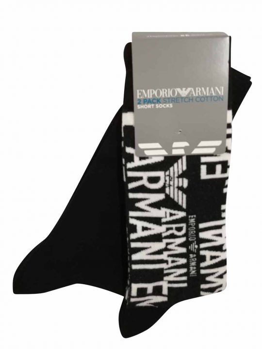 Calzino Corto Americano Uomo Bipack Emporio Armani Nero - 3023021A284911