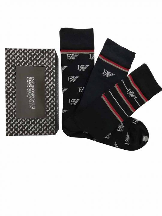 Calzino Corto Americano Uomo Tripack in Cofanetto Rigido Emporio Armani - 3024021A2833135