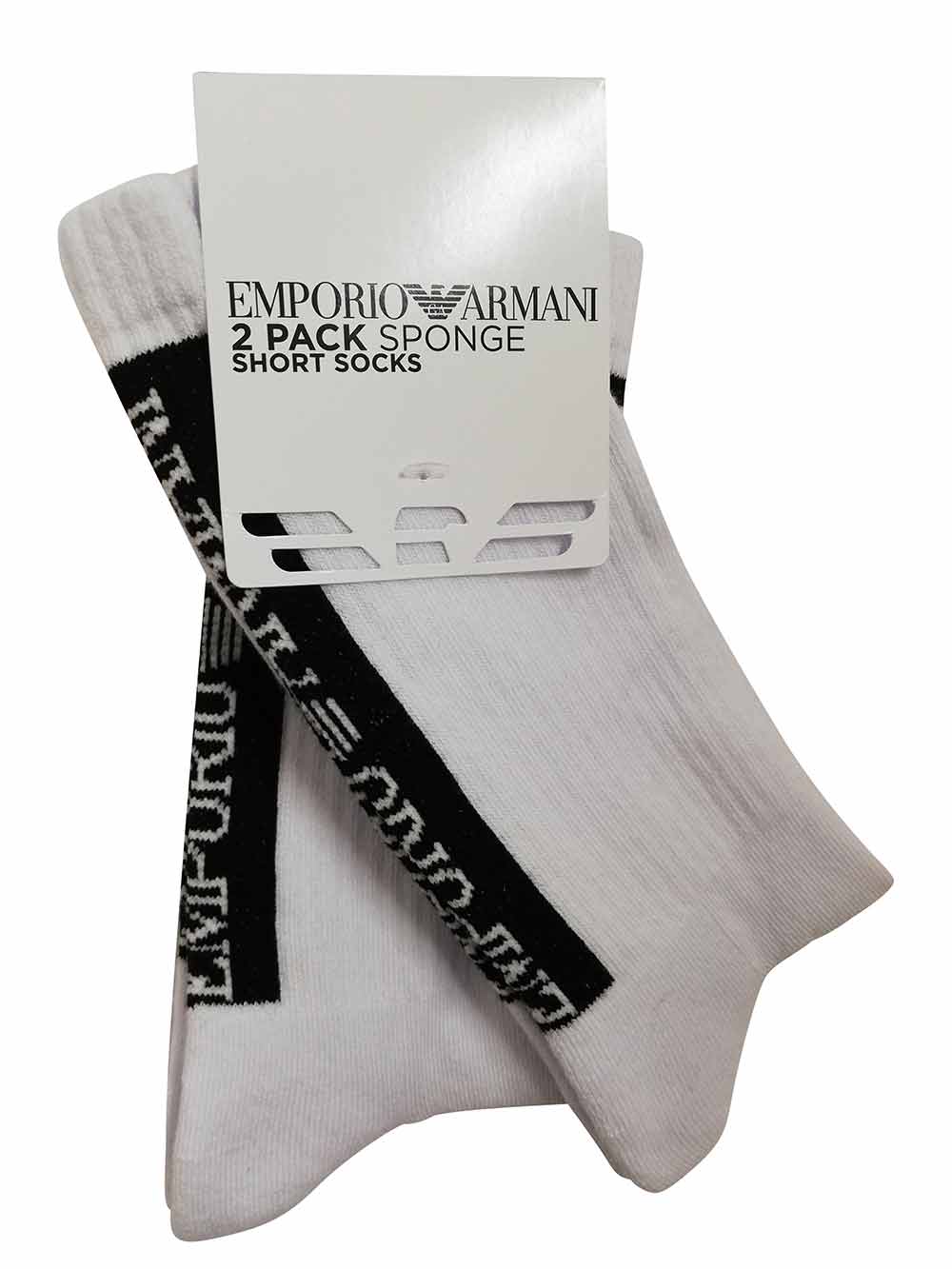 Calzino Sport Americano Uomo Bipack Emporio Armani Bianco - 3031221A38410 Calzino Sport Americano Uomo Bipack Emporio Armani Bianco - 3031221A38410