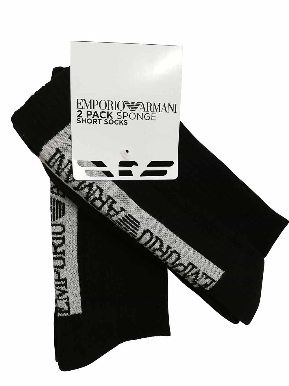Calzino Sport Americano Uomo Bipack Emporio Armani Nero - 3031221A38420 Calzino Sport Americano Uomo Bipack Emporio Armani Nero - 3031221A38420
