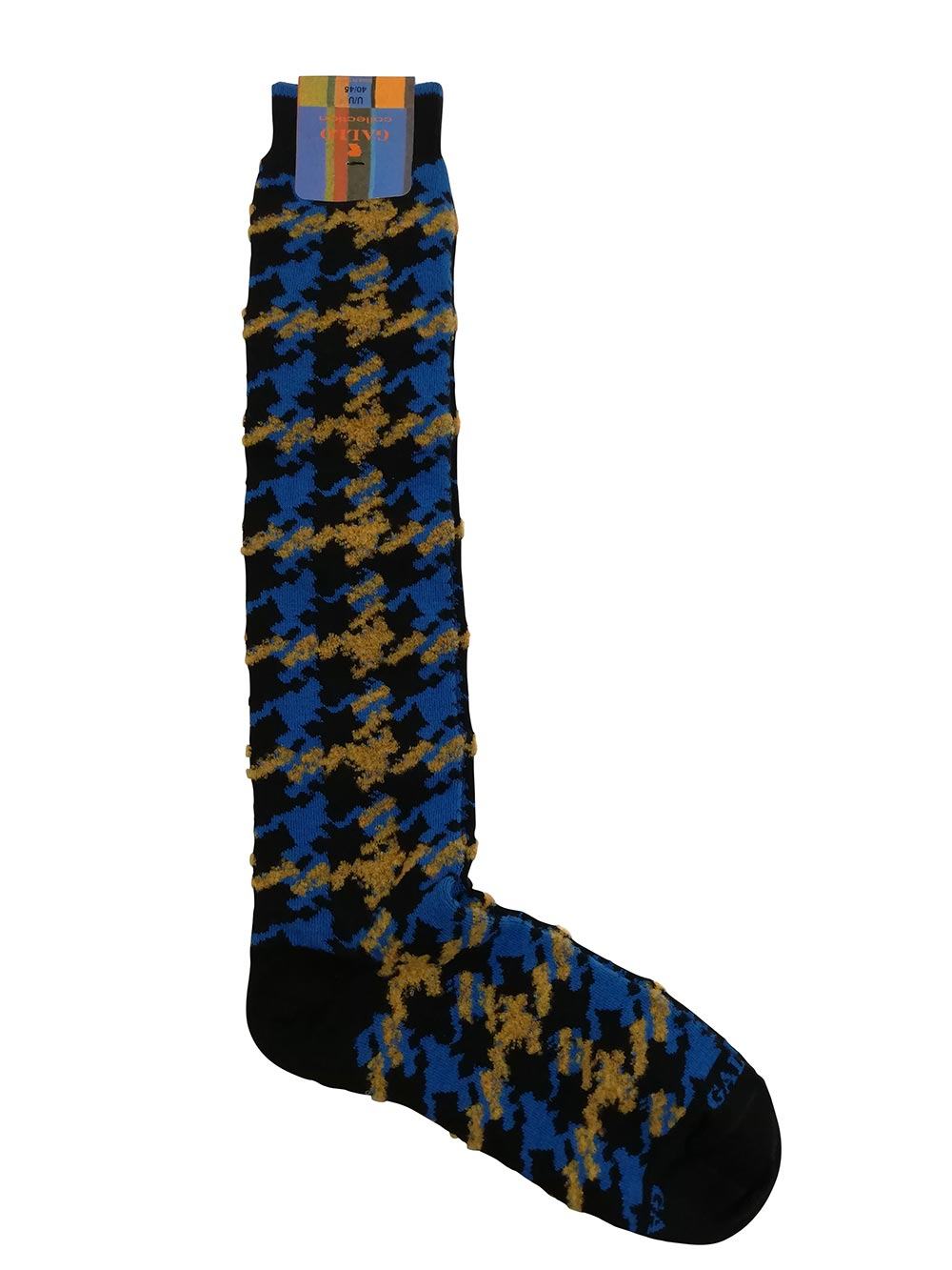 Gambaletto Uomo Gallo Maglia Rasata Fantasia Pied de Poule Blu - AP51247412678 Gambaletto Uomo Gallo Maglia Rasata Fantasia Pied de Poule Blu - AP51247412678