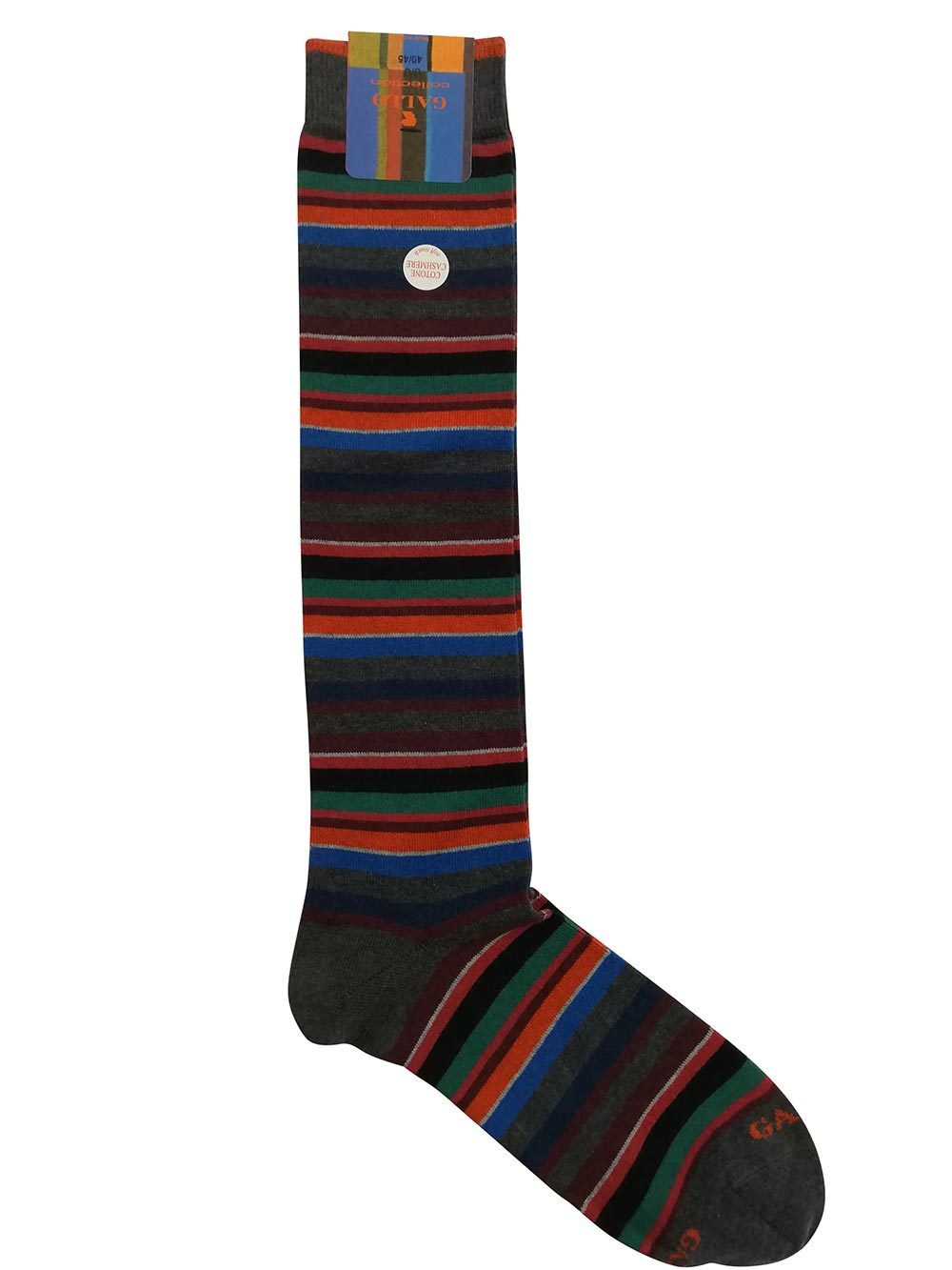 Gambaletto Uomo Gallo in Cotone e Cachemire Fantasia Righe Multicolor Sasso Prussia - AP10285230018