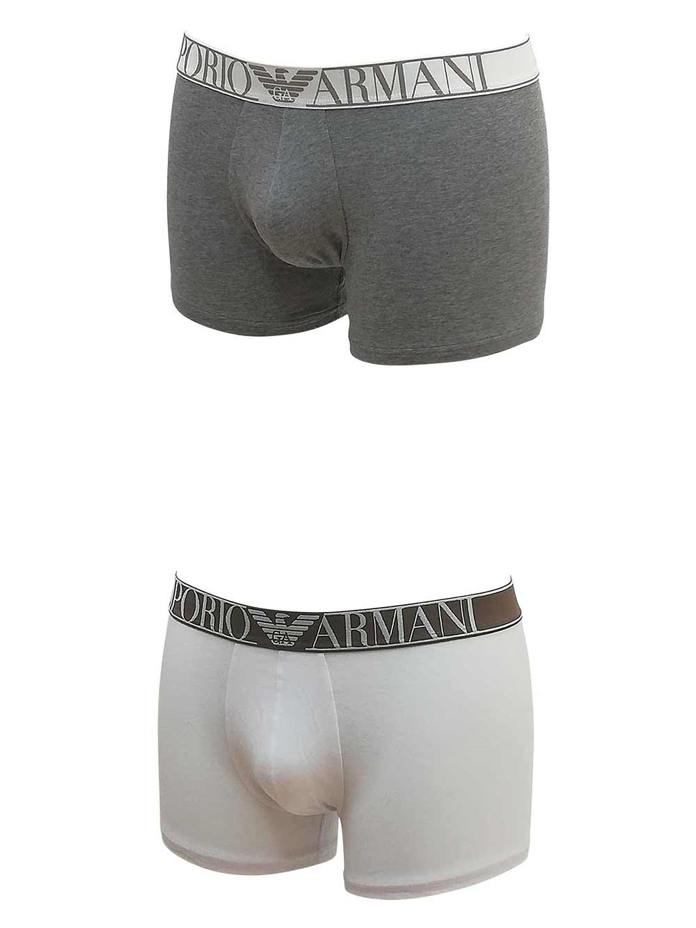Boxer Parigamba Bipack Uomo Emporio Armani Bianco e Grigio - 1117692F72061410 (3)