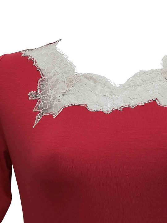 Camicia da Notte Donna Chiara Fiorini Lampone - CF1216 (2)