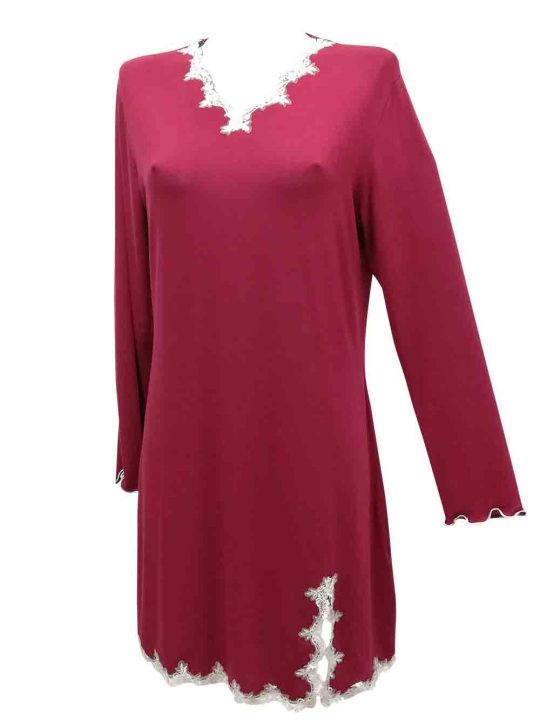 Camicia da Notte Donna Primarosa Bordeaux - I223604