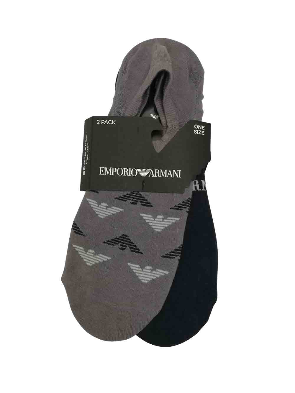 Soletta Fantasmino Bipack Emporio Armani Blu e Grigio - 3042283R29252636 Soletta Fantasmino Bipack Emporio Armani Blu e Grigio - 3042283R29252636