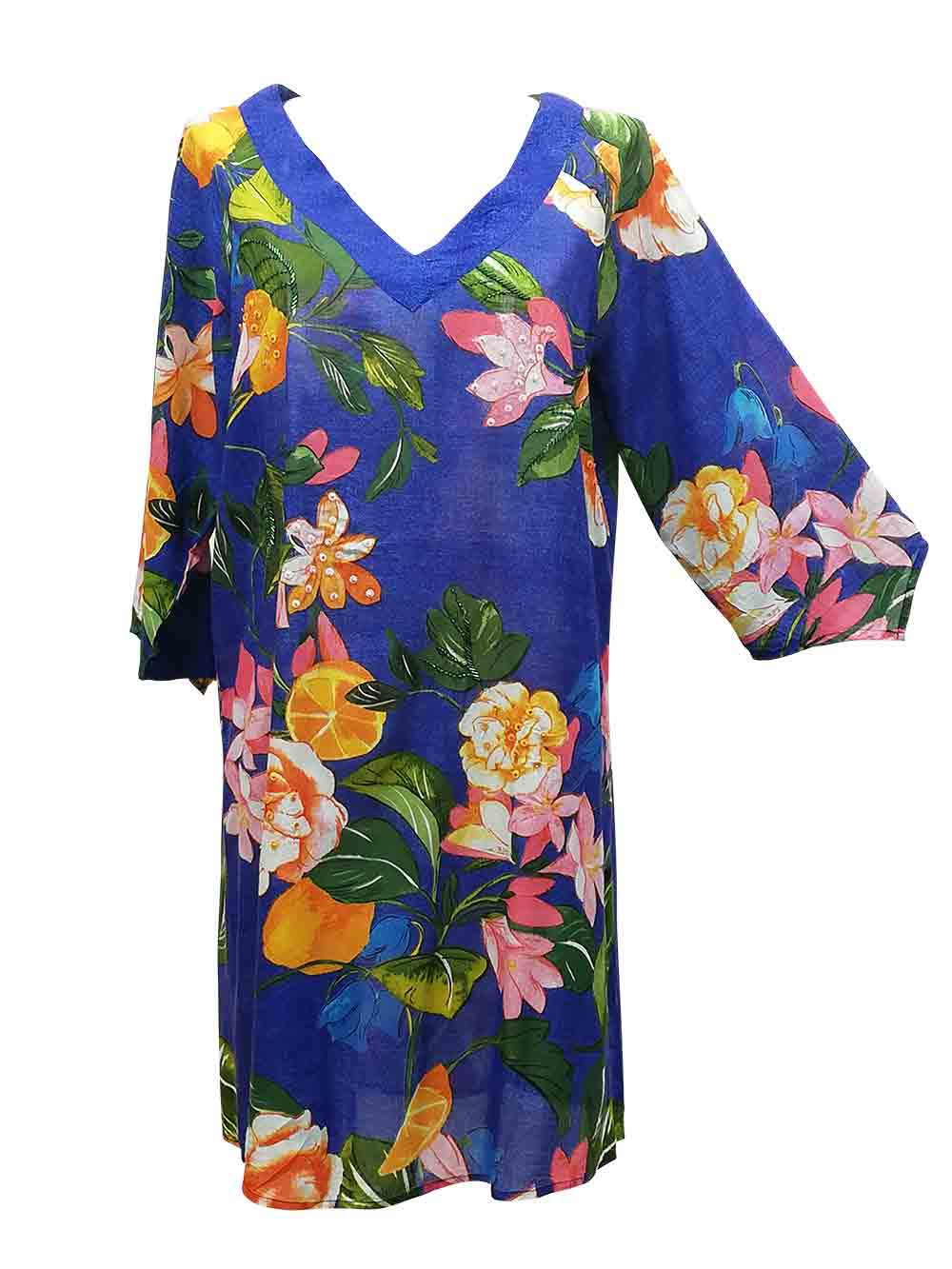 Kaftano Donna Vacanze Italiane Fantasia Floreale Bluette - VI23101 (1) Kaftano Donna Vacanze Italiane Fantasia Floreale Bluette - VI23101