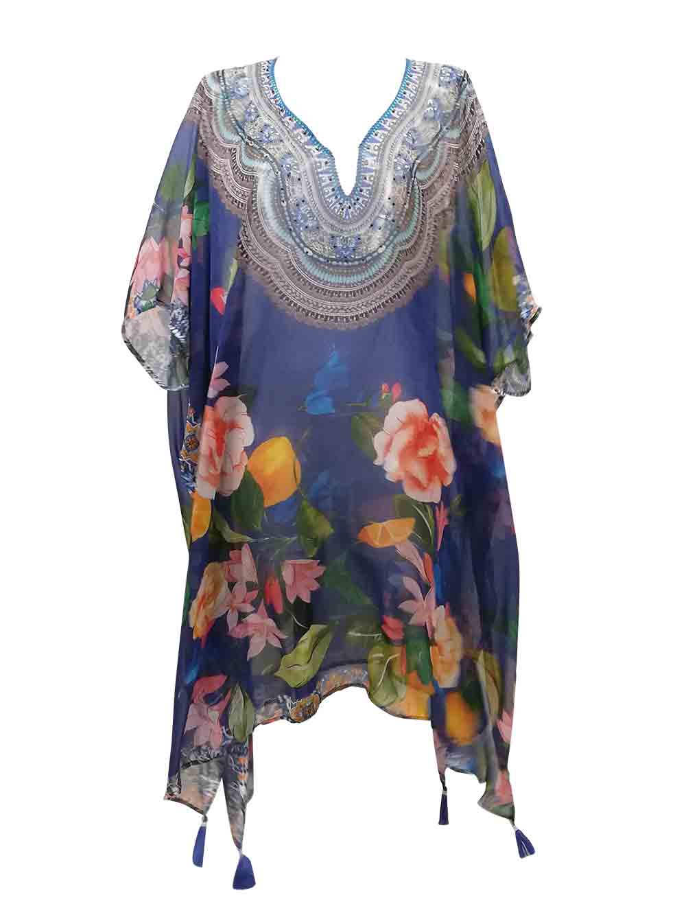 Kaftano Donna Vacanze Italiane Stampa Foulard Fantasia Floreale - VI23103 (1) Kaftano Donna Vacanze Italiane Stampa Foulard Fantasia Floreale - VI23103