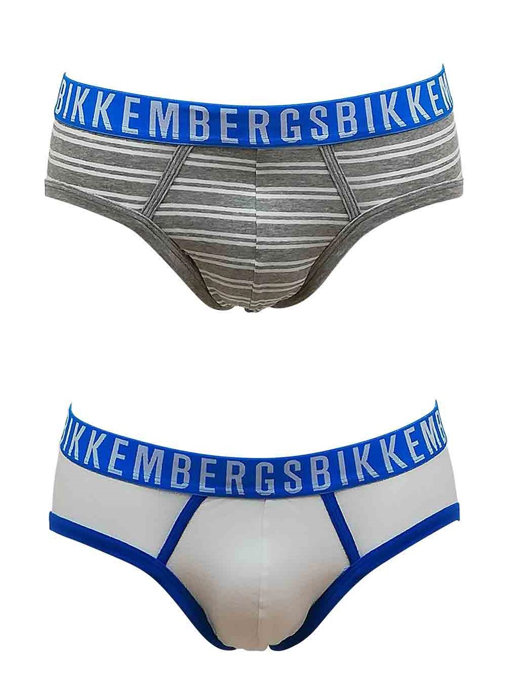 Slip Medio Bipack Uomo Bikkembergs Bianco e Grigio - VBKT047794120 Slip Medio Bipack Uomo Bikkembergs Bianco e Grigio - VBKT047794120