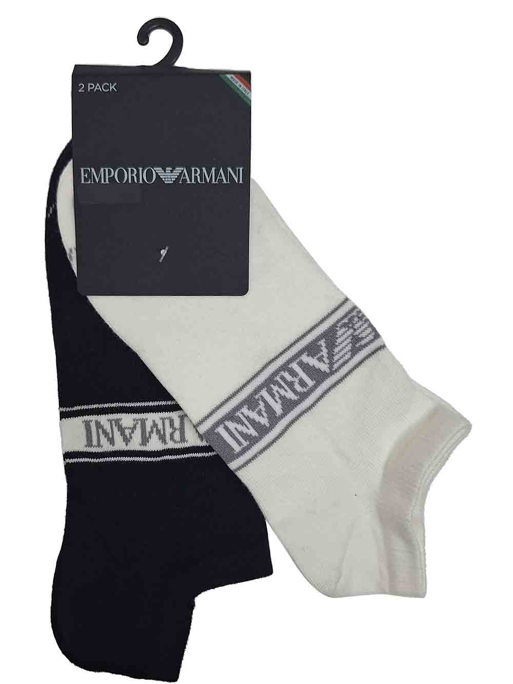 Calzino Corto Bipack Uomo Emporio Armani Bianco e Nero - 3072284R315911 Calzino Corto Bipack Uomo Emporio Armani Bianco e Nero - 3072284R315911