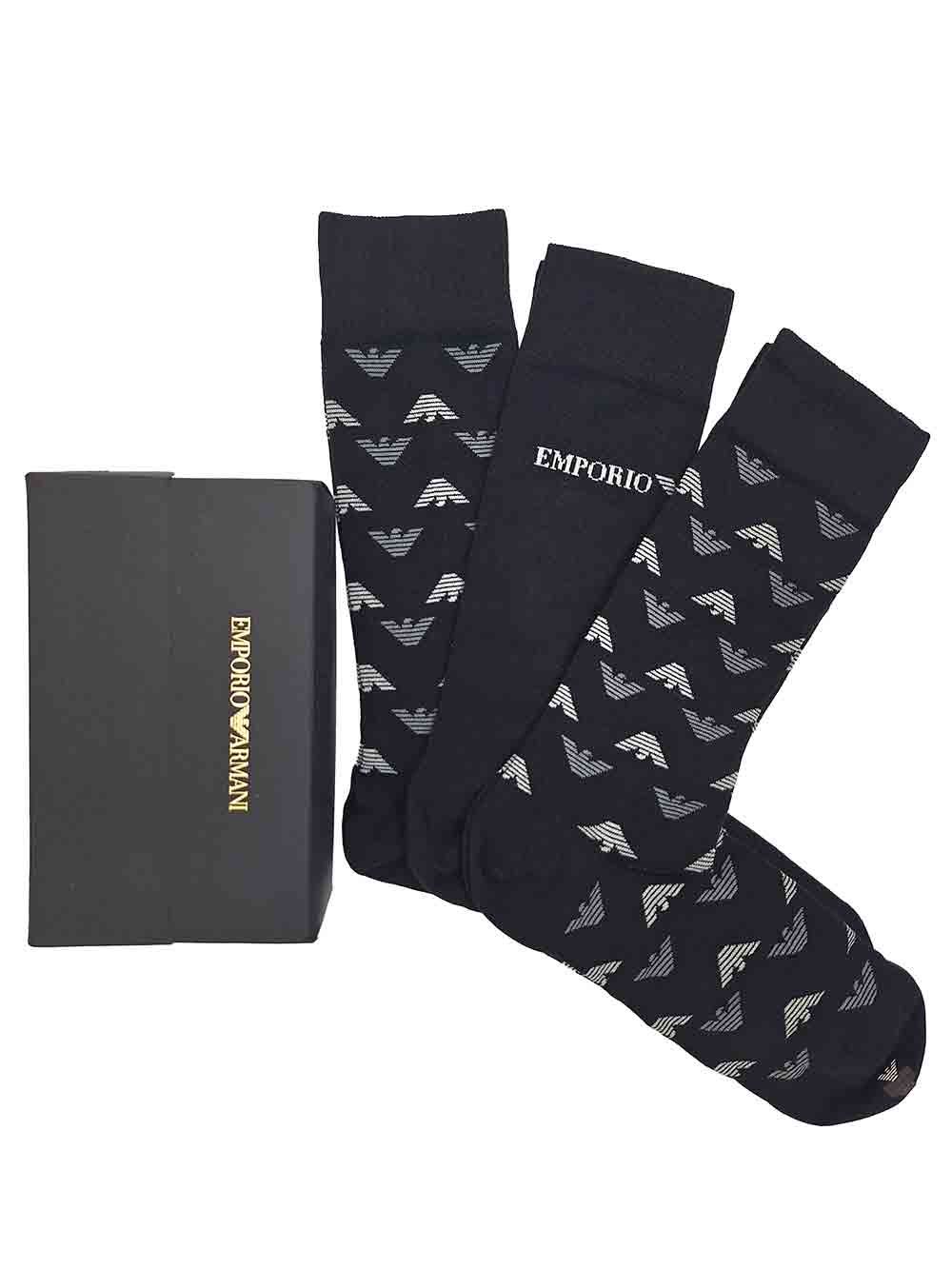 Calzino Corto Americano Uomo Tripack Cofanetto Regalo Emporio Armani - 3024023R29225321