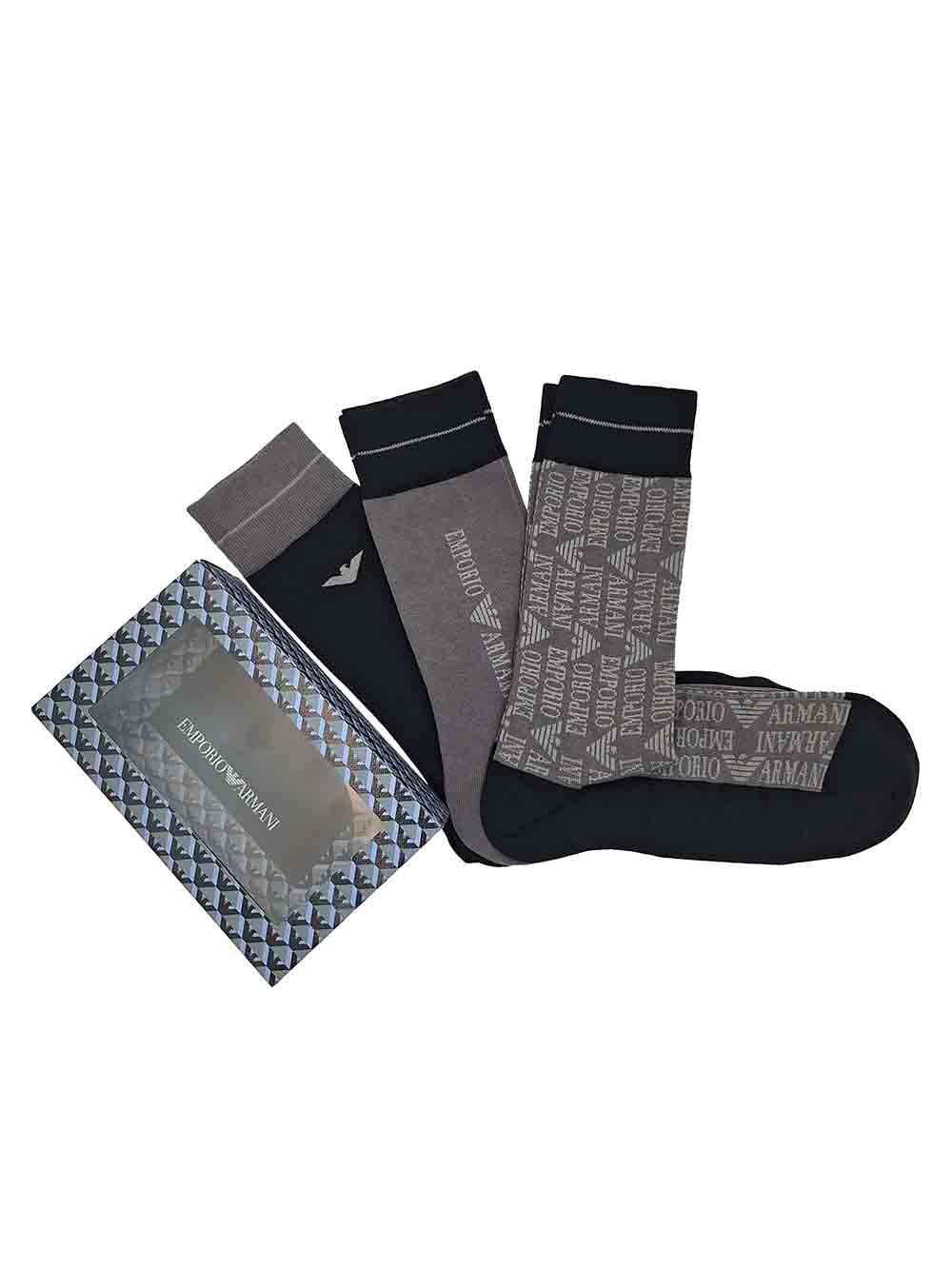 Calzino Corto Americano Uomo Tripack Cofanetto Regalo Emporio Armani - 3024024F28328744