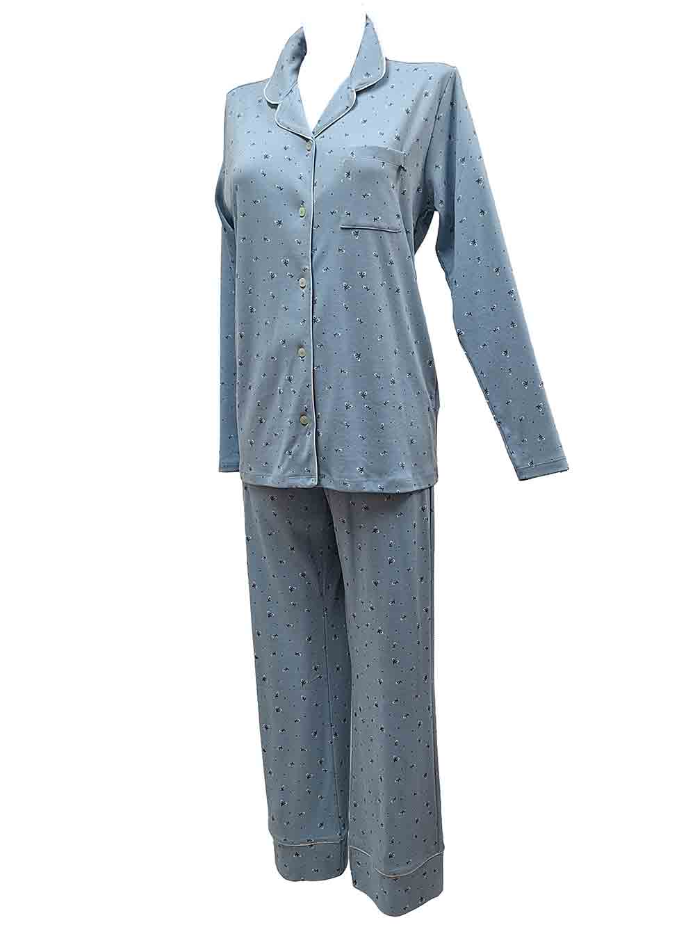 Pigiama donna color celeste polvere con microfantasia floreale Maryplaid - 6P84199L40 Pigiama donna color celeste polvere con microfantasia floreale Maryplaid - 6P84199L402
